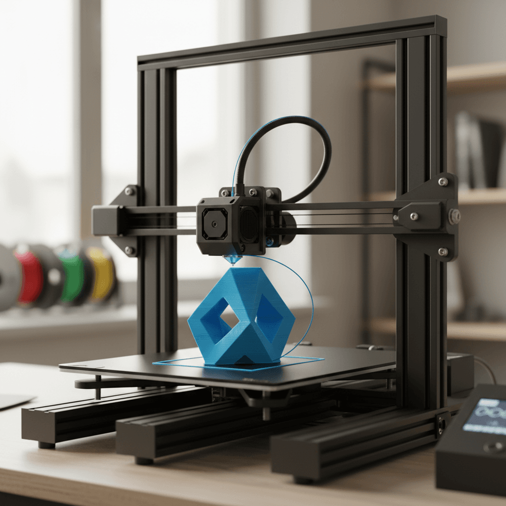 Imprimante 3D en cours d'impression d'un objet en plastique